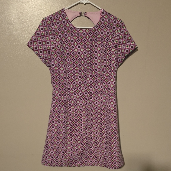 Zara Dresses & Skirts - ZARA Mini‎ Dress Size L Pink Green White Geometric Short Sleeve Retro Mod